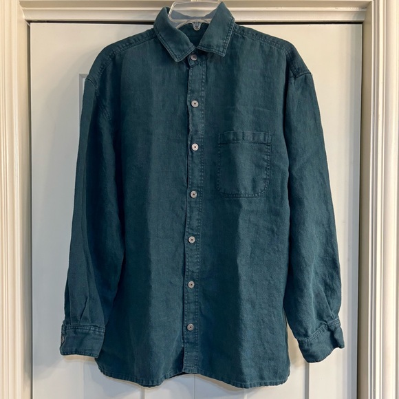EUC Hunter Green Dash Hemp Santa Cruz Sashmill Button-Down Shirt Size Large - Picture 3 of 7